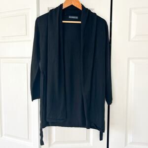 ZARA Knit Black Belted Tie Open Front Cardigan Sweater Women’s Size Medium
